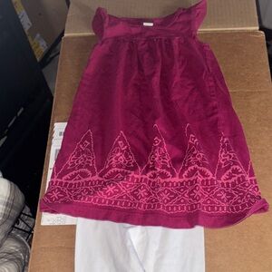 Girls' Burgundy Dress with White Leggings